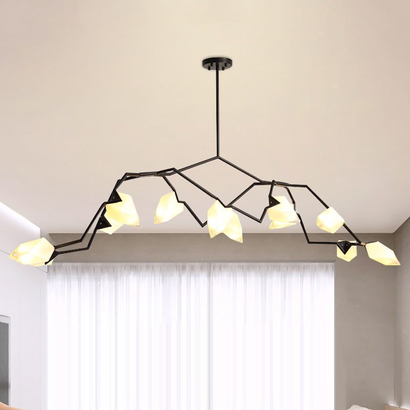 5/8 Lichter Esszimmer Kronleuchterlampe mit verzweigtem Design Kunststoff Schatten moderner Stil Schwarz/Gold Deckenbeleuchtung
