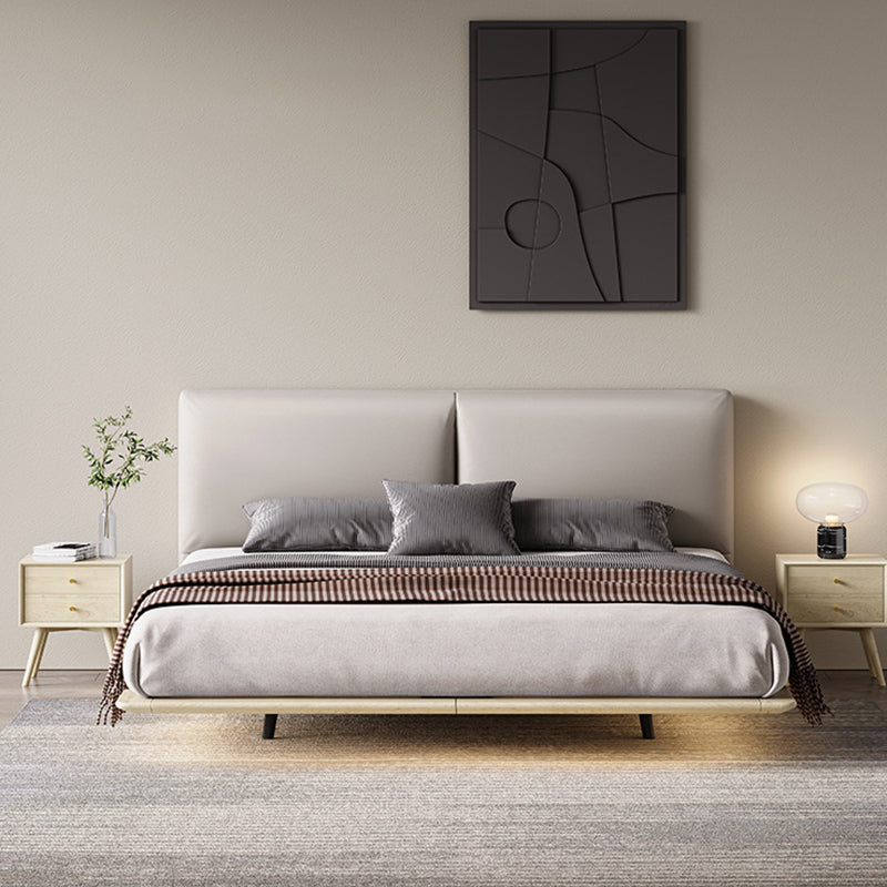 84.65 inch Wide Glam Bed Frame Solid Color Standard Bed with Headboard
