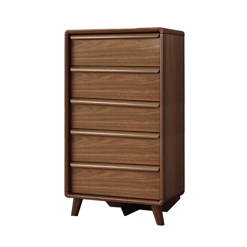 Soft Close Drawers Mid-Century Modern Chest Squared Legs Accent Chest in Brown