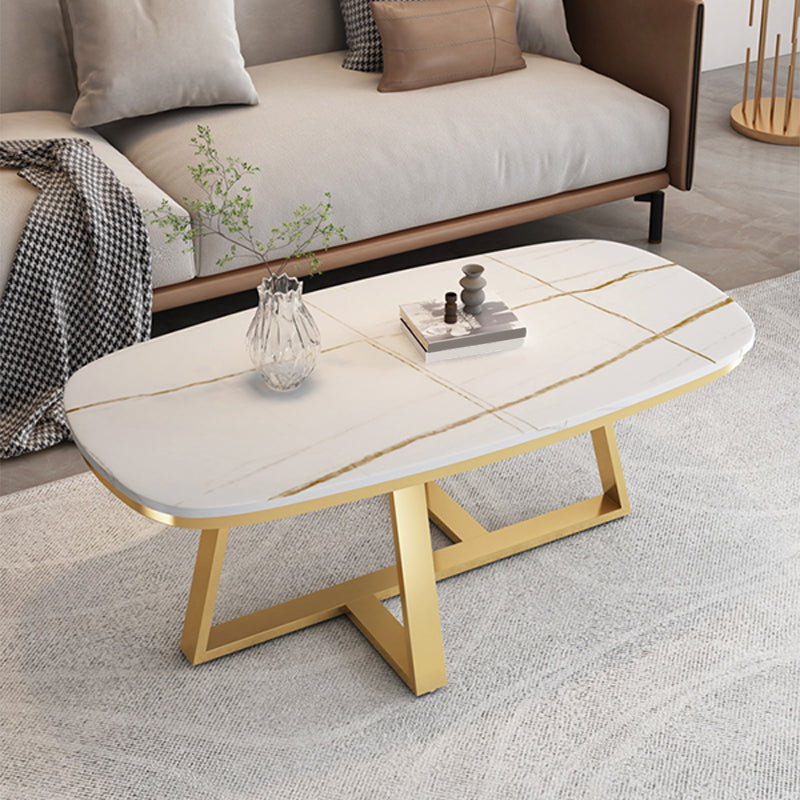 Frame Stone Top Cocktail Table Glam 1 Single Coffee Table - 17.72" H