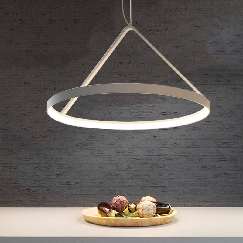 Round Pendant Light Minimalist Acrylic 16"/19.5"23.5" Wide LED Black/White Ceiling Lighting Fixture