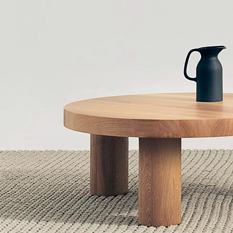 Scandinavian Round Solid Wood Coffee Table Natural 3 Legs Cocktail Table