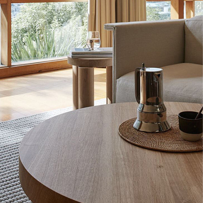 Scandinavian Round Solid Wood Coffee Table Natural 3 Legs Cocktail Table