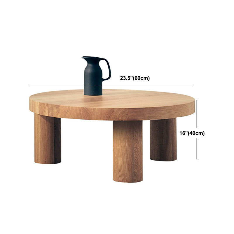 Scandinavian Round Solid Wood Coffee Table Natural 3 Legs Cocktail Table