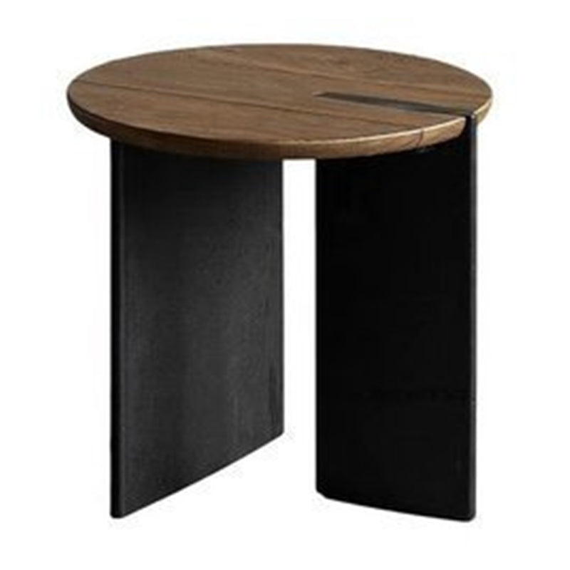 Scandinavian Round Solid Wood Coffee Table with 2 Legs Coffee in Brone