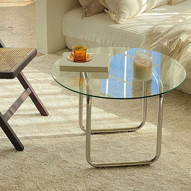 Modern Glass Sled Cocktail Table Round 1 Single Coffee Table