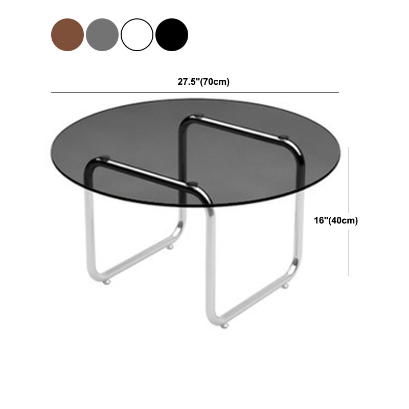 Modern Glass Sled Cocktail Table Round 1 Single Coffee Table