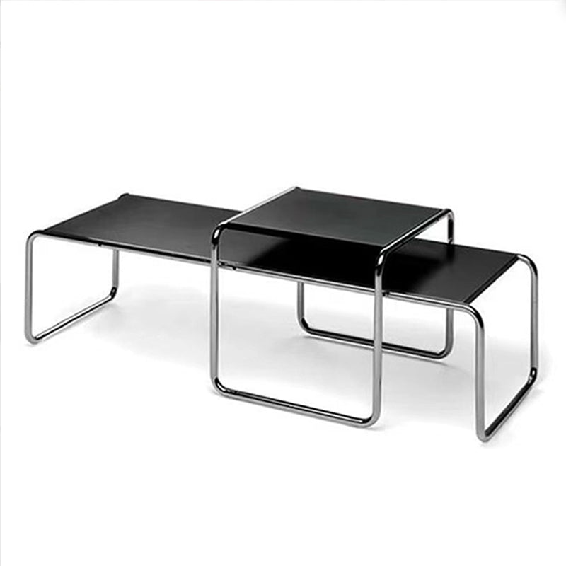 Contemporary Simple Sled Coffee Table Rectangular Wood Top Cocktail Table Set