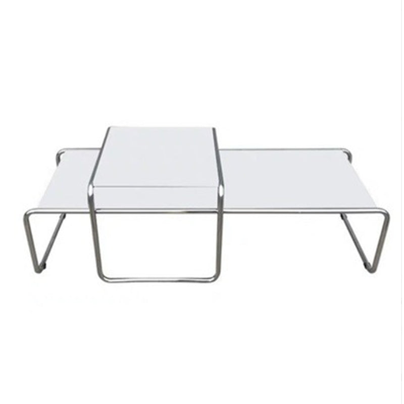 Contemporary Simple Sled Coffee Table Rectangular Wood Top Cocktail Table Set