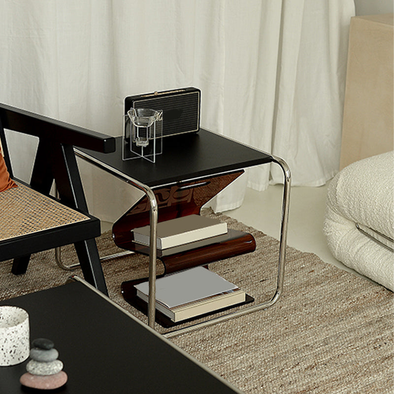 Contemporary Simple Sled Coffee Table Rectangular Wood Top Cocktail Table Set