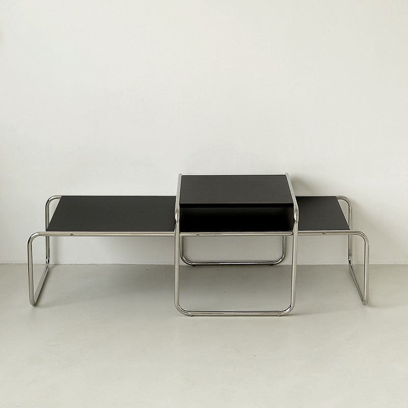 Contemporary Simple Sled Coffee Table Rectangular Wood Top Cocktail Table Set