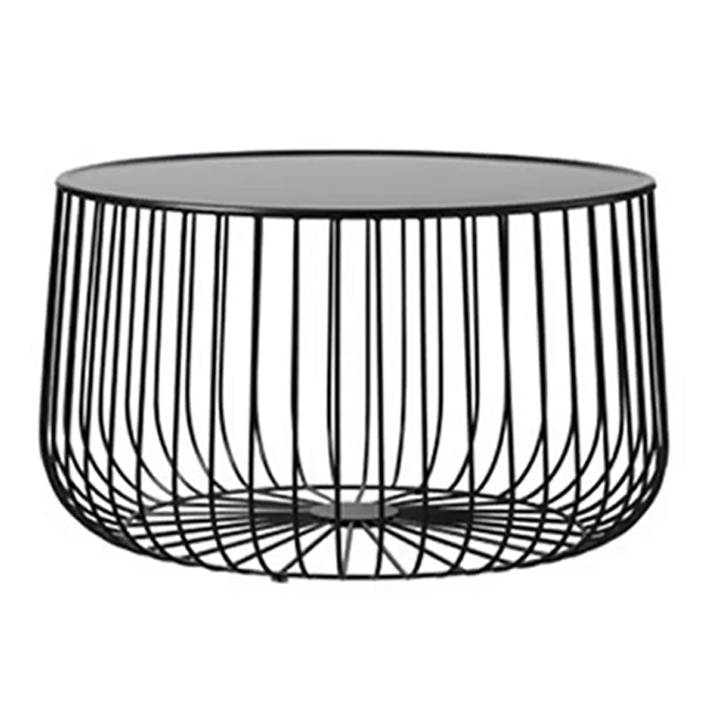 Mid-century Round Iron Coffee Table Frame Cocktail Table with Storage