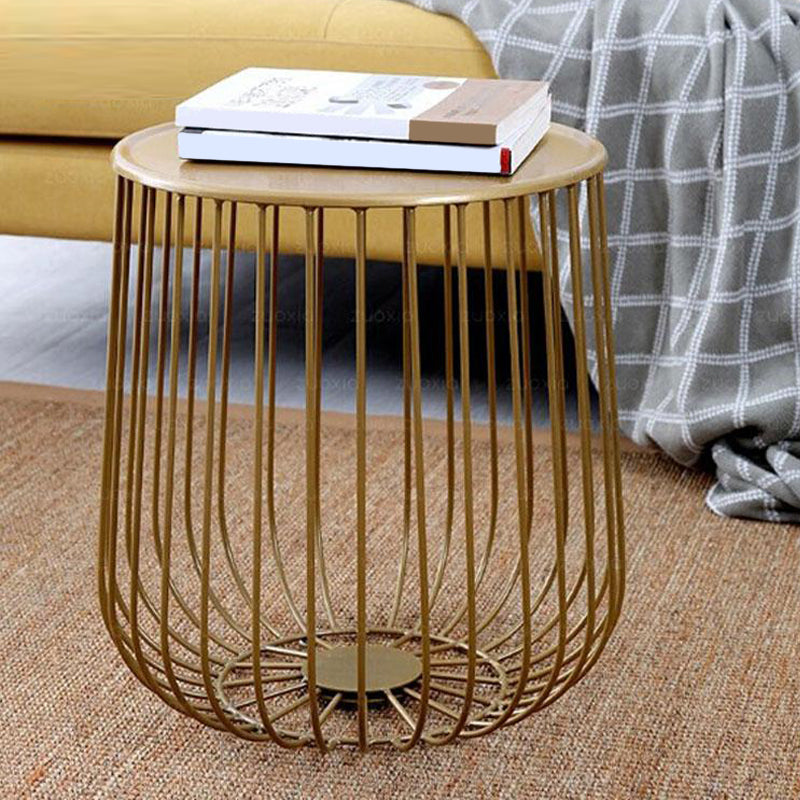Mid-century Round Iron Coffee Table Frame Cocktail Table with Storage