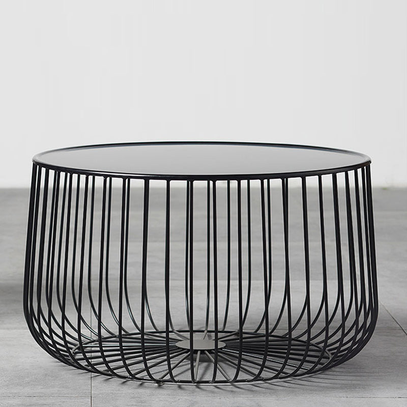 Mid-century Round Iron Coffee Table Frame Cocktail Table with Storage