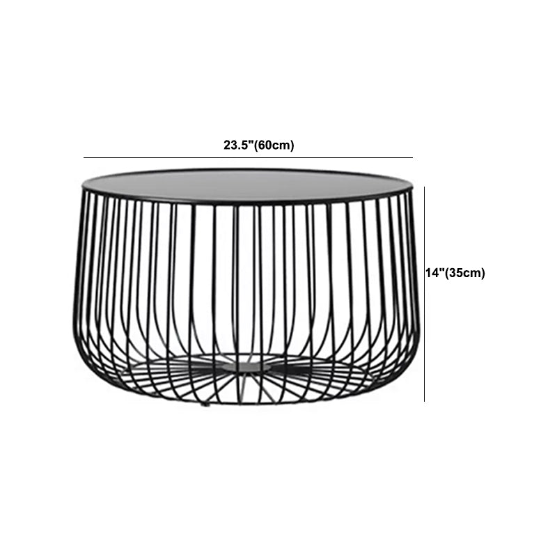 Mid-century Round Iron Coffee Table Frame Cocktail Table with Storage