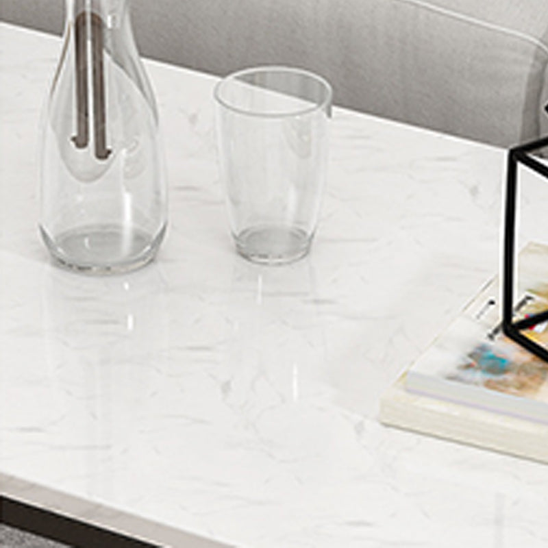 Stone Rectangular Coffee Table and Frame Coffee Table Glam Style