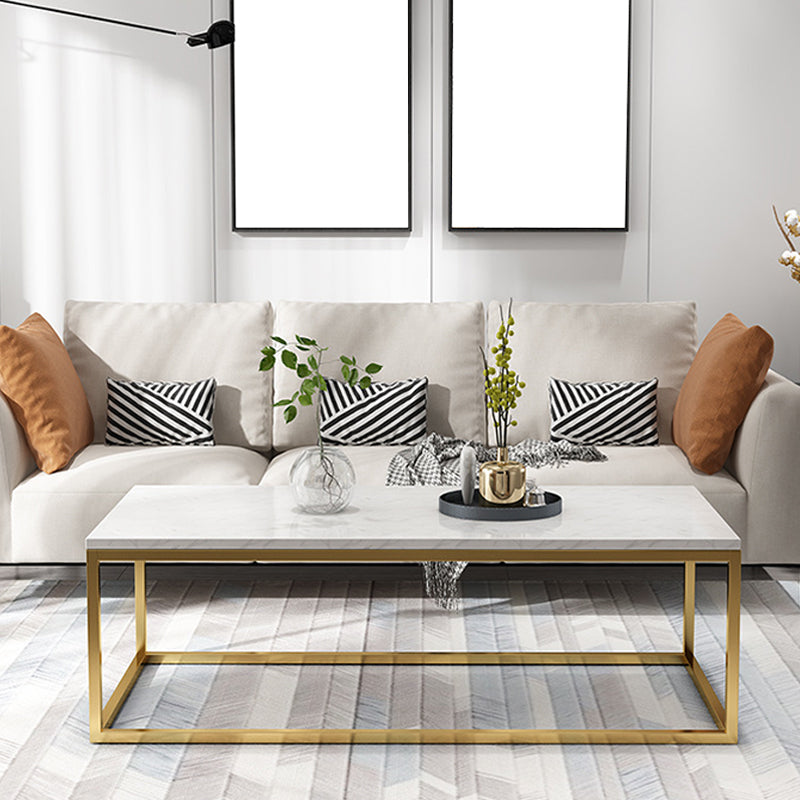 Stone Rectangular Coffee Table and Frame Coffee Table Glam Style