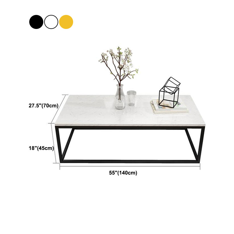 Stone Rectangular Coffee Table and Frame Coffee Table Glam Style