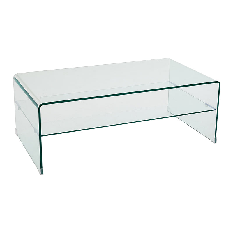 Modern 2-Tier Glass Coffee Table in Clear Sled 1 Single Cocktail Table
