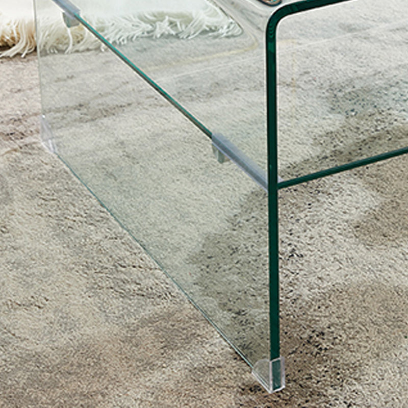 Modern 2-Tier Glass Coffee Table in Clear Sled 1 Single Cocktail Table