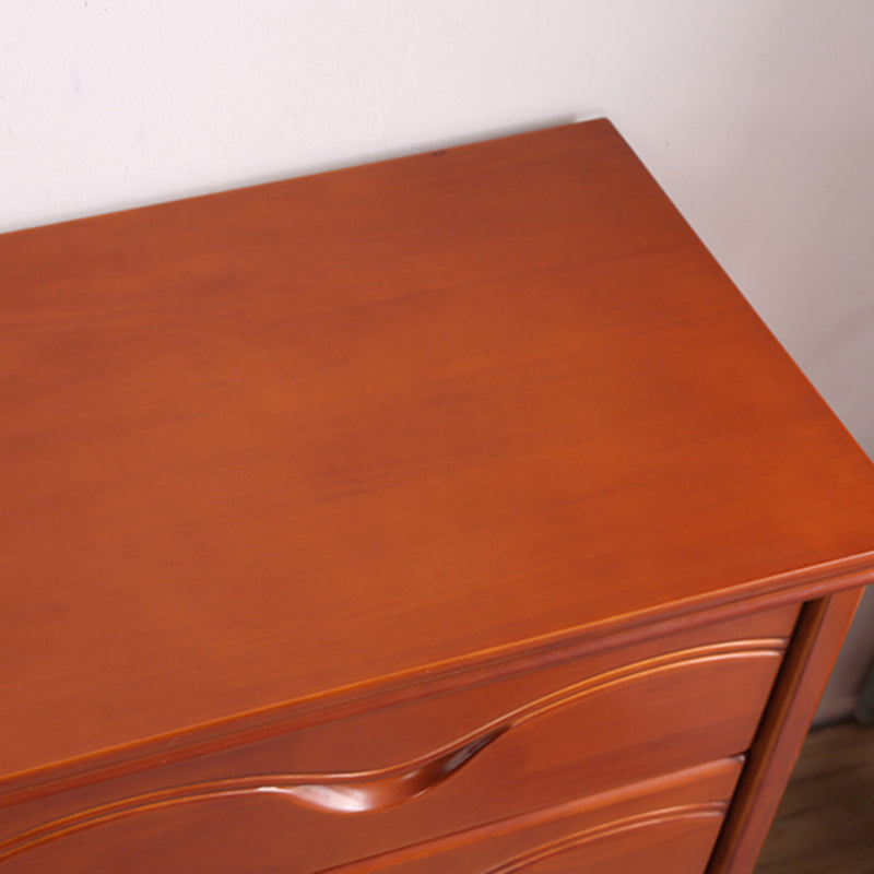 Mid-Century Modern Brown Accent Chest with Drawers Chest in Rubberwood