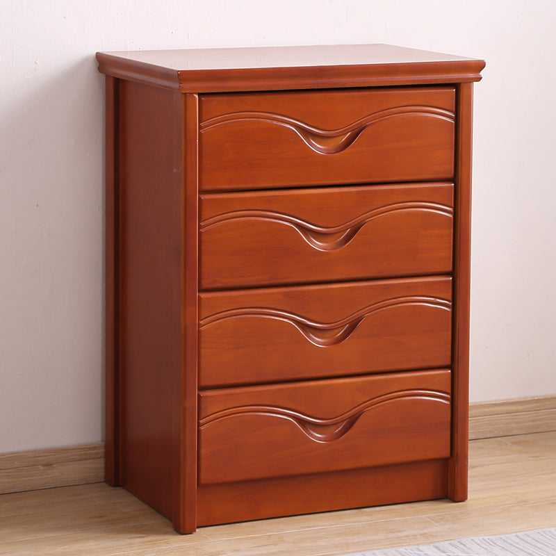 Mid-Century Modern Brown Accent Chest with Drawers Chest in Rubberwood
