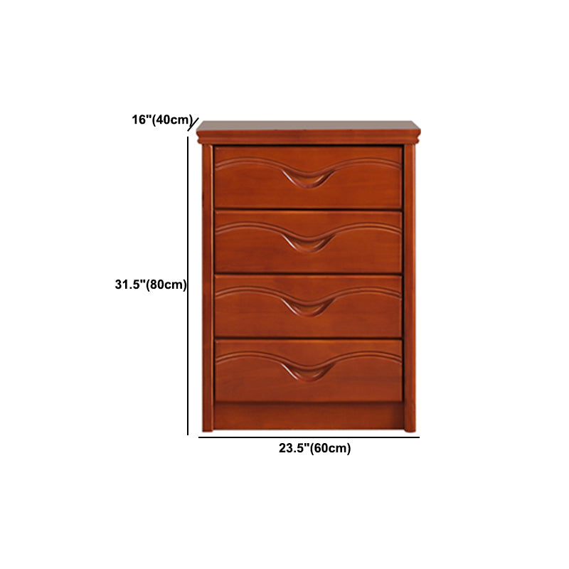 Mid-Century Modern Brown Accent Chest with Drawers Chest in Rubberwood