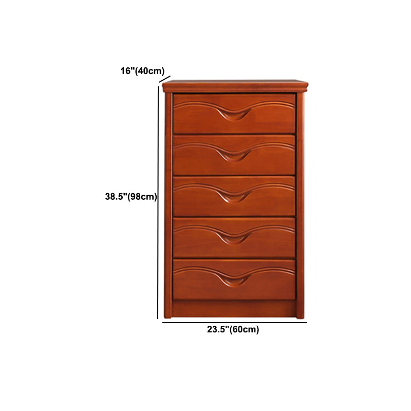 Mid-Century Modern Brown Accent Chest with Drawers Chest in Rubberwood