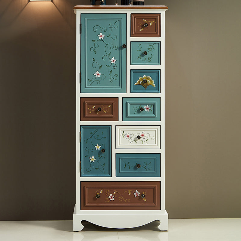 Industrial Accent Cabinet with 8 Drawers and 2 Doors in Solid Wood