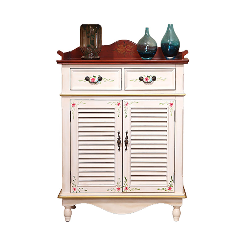Industrial Rectangle Accent Cabinet with Solid Wood Bun Feet