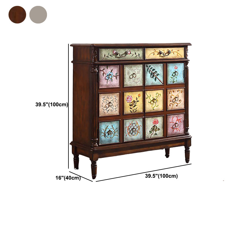 Industrial Solid Wooden Accent Cabinet with 2 Drawers and 2 Doors