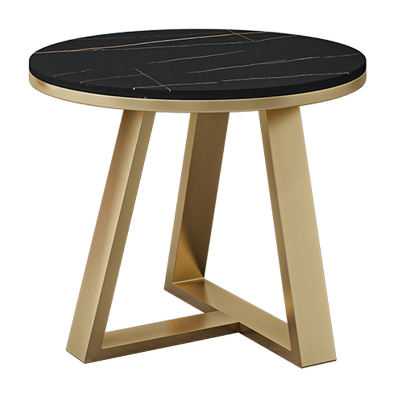 Glam Rectangle Stone Top Coffee Table with Iron Legs Cocktail Table