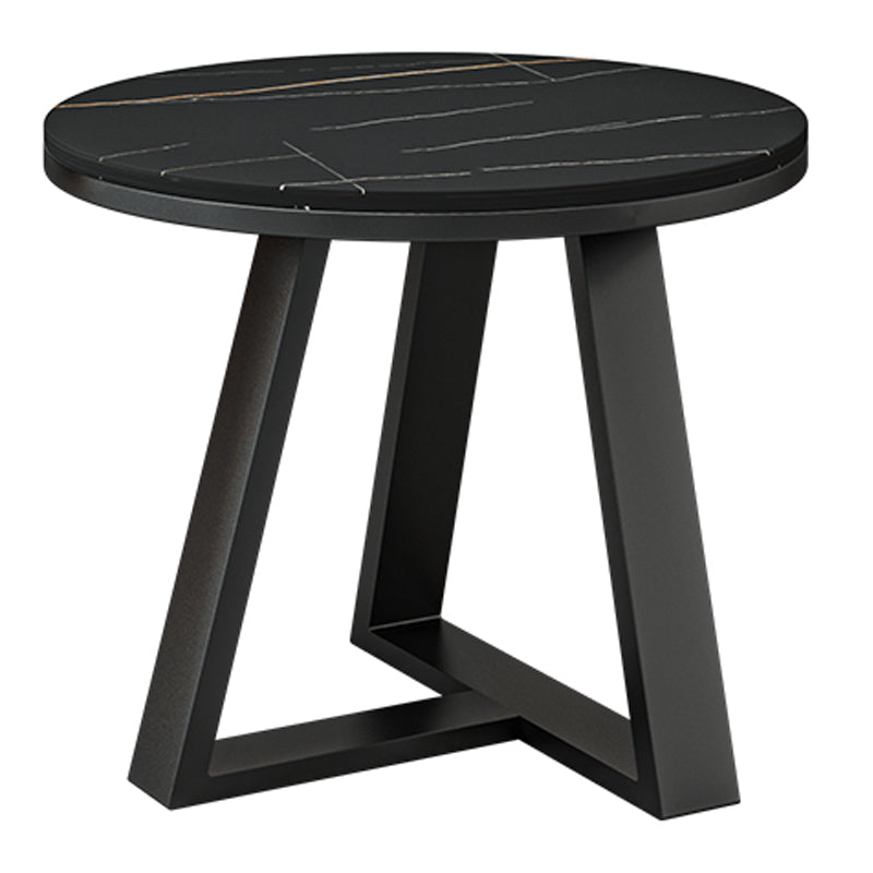 Glam Rectangle Stone Top Coffee Table with Iron Legs Cocktail Table