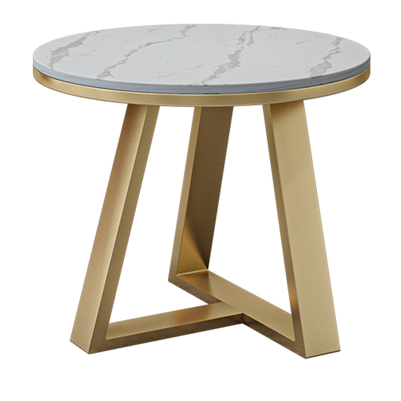 Glam Rectangle Stone Top Coffee Table with Iron Legs Cocktail Table