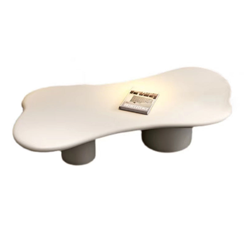 Scandinavian Cream Wood Coffee Table 2 Legs Irregular Cocktail Table