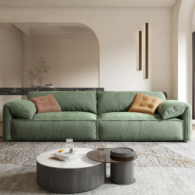 31.5 " H Contemporary Green Faux Leather Pillow Top Arm Sofa