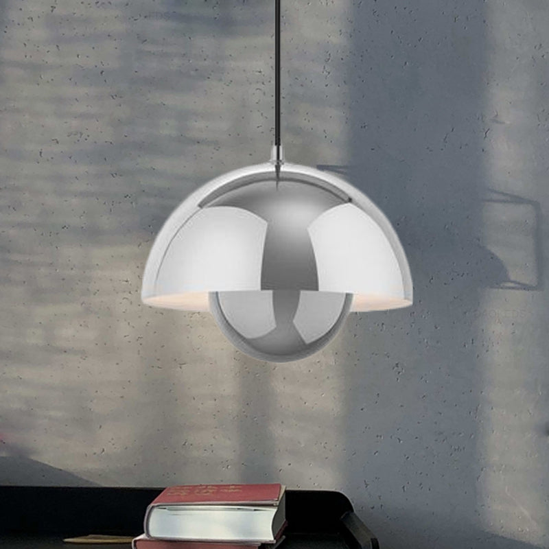 Zilver/rood/gele metalen hanglamp met koepelschaduw Noordse hangende plafondlicht voor eetkamer