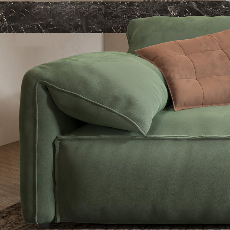 31.5 " H Contemporary Green Faux Leather Pillow Top Arm Sofa