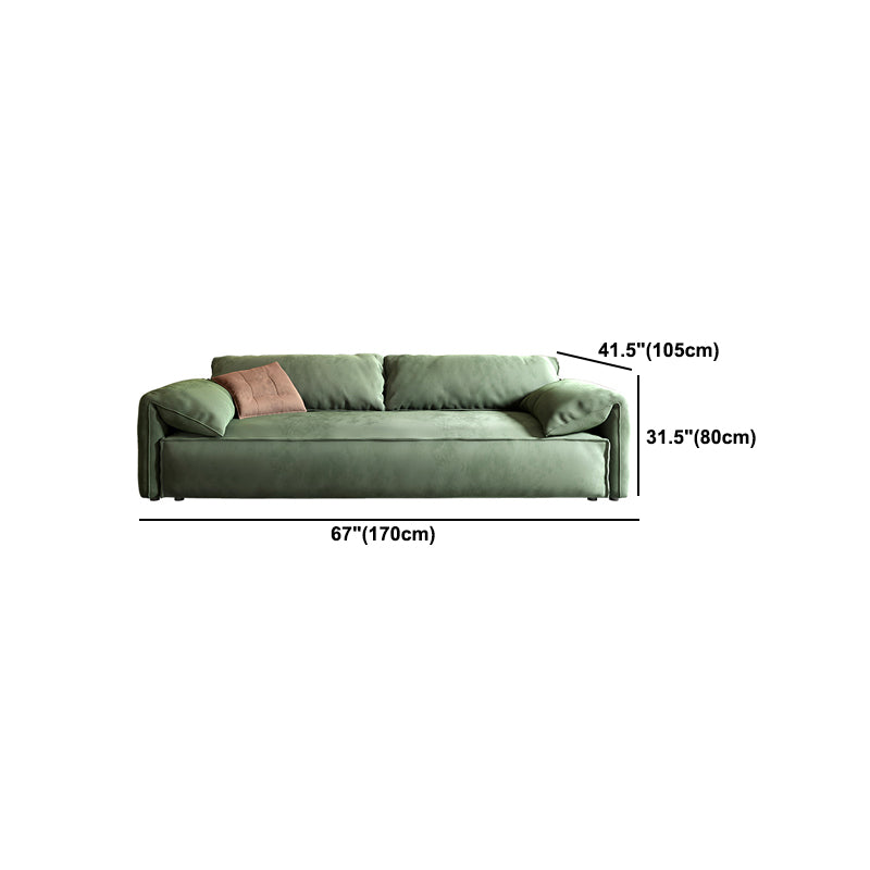 31.5 " H Contemporary Green Faux Leather Pillow Top Arm Sofa