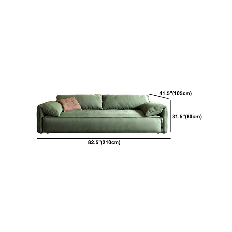 31.5 " H Contemporary Green Faux Leather Pillow Top Arm Sofa