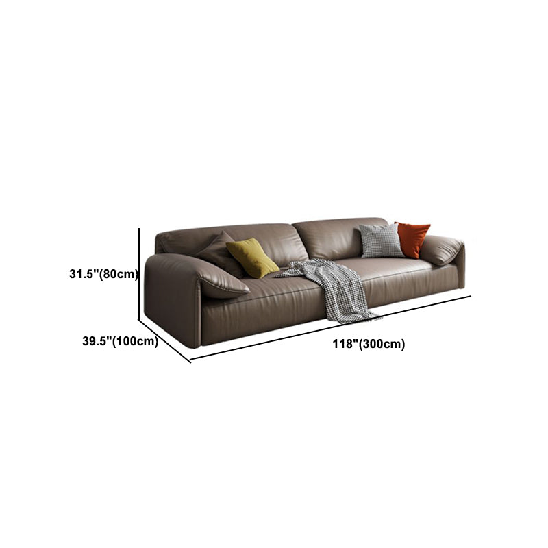 Contemporary Faux Leather Sofa Pillow Top Arm Sofa with 4 Pillows