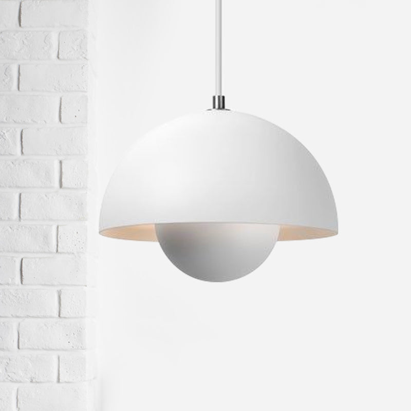 Iluminación colgante de metal de plata/rojo/amarillo con sombra de domo luz de techo colgante nórdico para comedor
