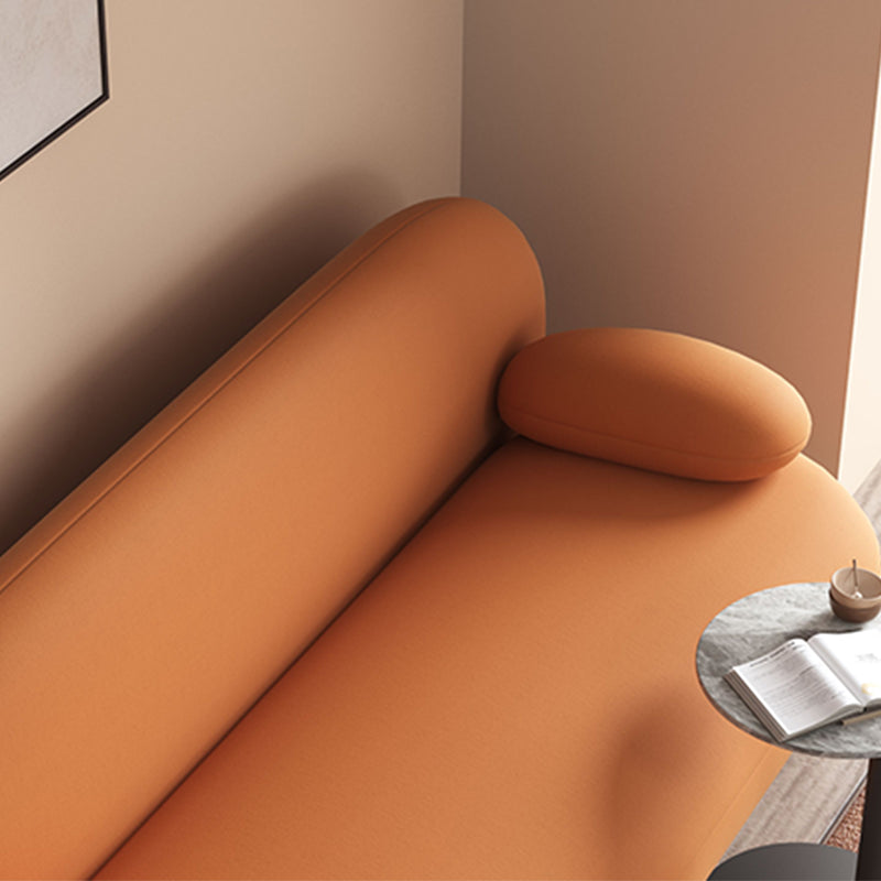 Pillow Top Arm Sofa Modern Faux Leather Sofa with Tight Back in Orange