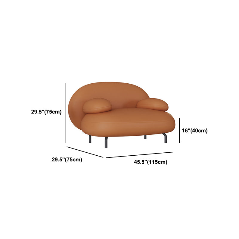Pillow Top Arm Sofa Modern Faux Leather Sofa with Tight Back in Orange