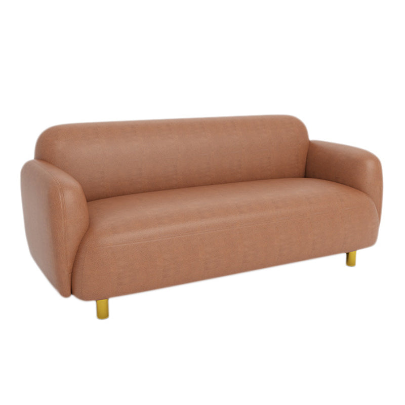 Faux Leather Sofa Recessed Arm Stain Resistant Sofa with Tight Back