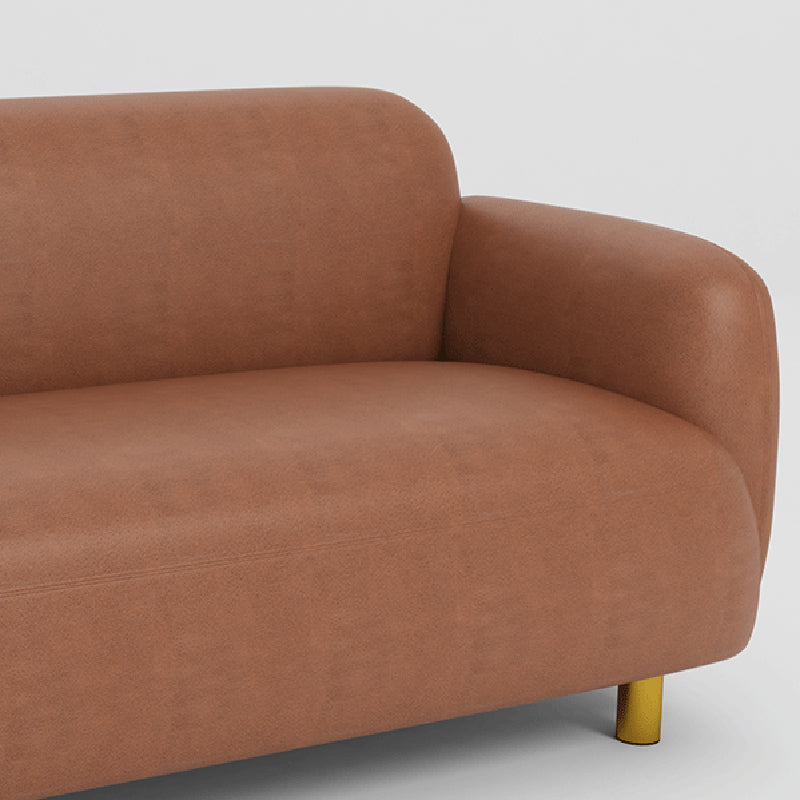 Faux Leather Sofa Recessed Arm Stain Resistant Sofa with Tight Back