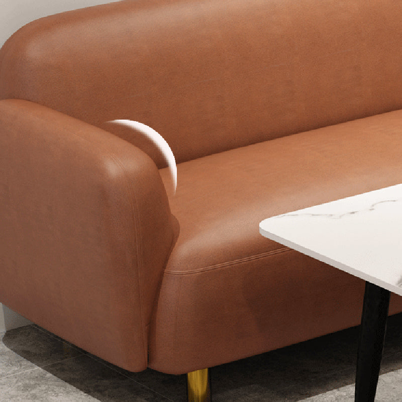 Faux Leather Sofa Recessed Arm Stain Resistant Sofa with Tight Back