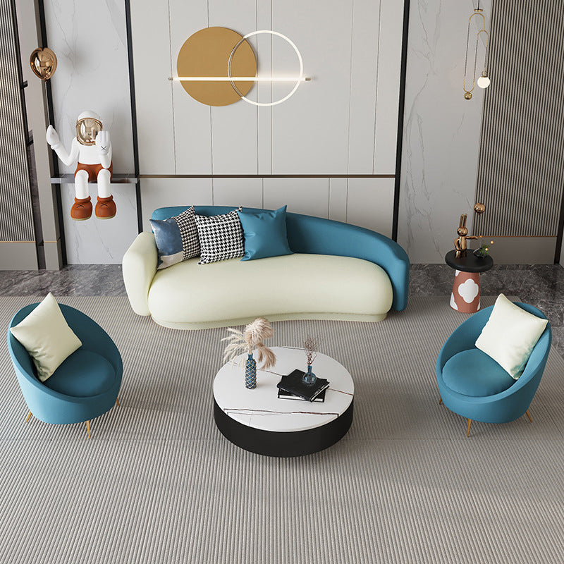 Fabric Sofa in Blue With Tight Back for Living Room,Apartment