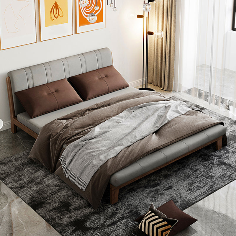 Faux Leather Armless Sofa Bed Sewn Pillow Back Sofa Bed in Grey