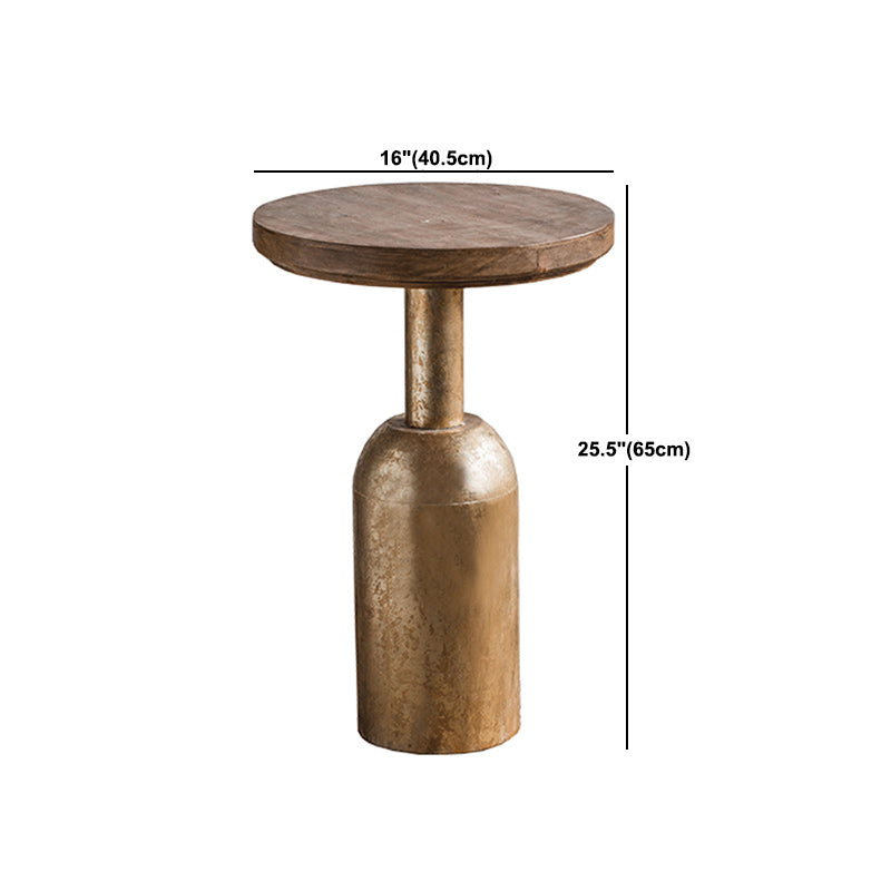 Wooden Round Top Side Table 19.7"/25.6" Tall Metal Pedestal End Table